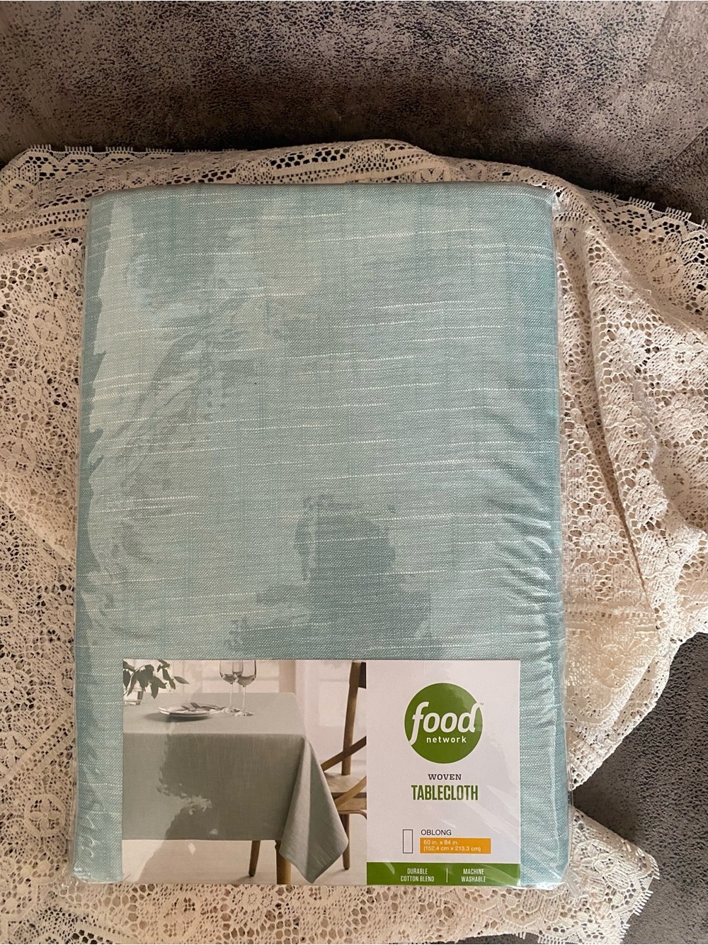 Food Network Light Aqua Tablecloth - Soft Woven Solid